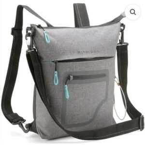Sherpani Heather Gray Backpack with Aqua Zippers